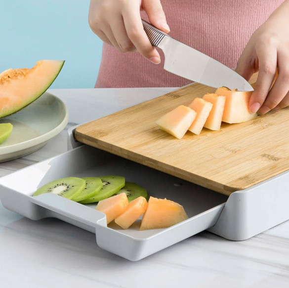 Bamboo Cutting Board with Drawer