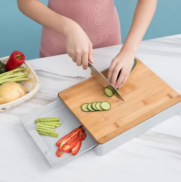 Bamboo Cutting Board with Drawer